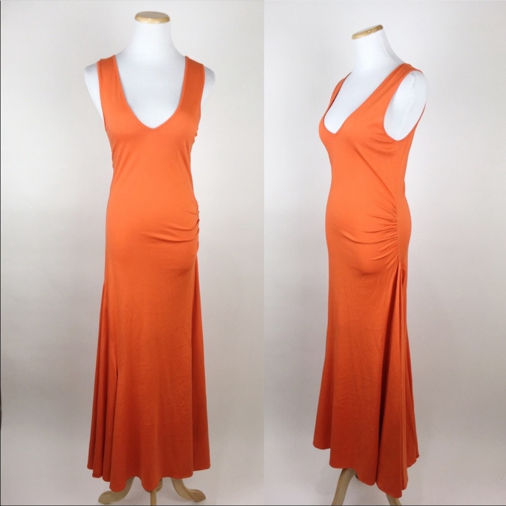 Ralph Lauren black label cotton orange maxi dress